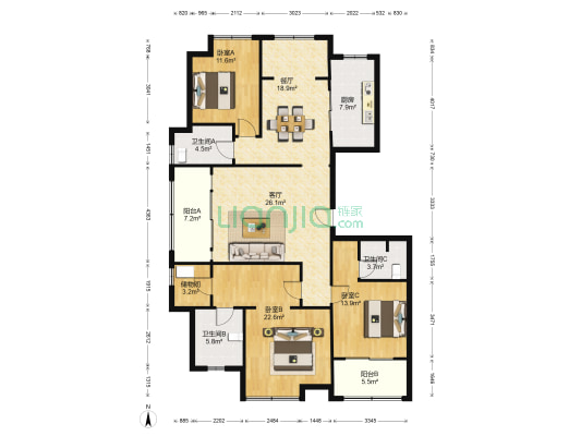 大家之江悦 3室2厅3卫 163平方