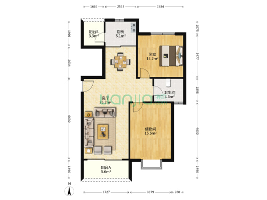 和景佳苑2-2-1-1 106.35m² 100 万）-户型图