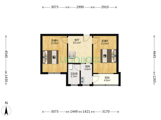新光第八小区 2室1厅1卫 63平方