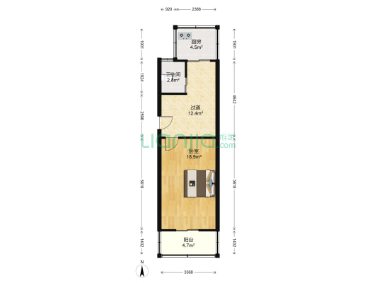 唐山市政楼 1室0厅1卫 53平方