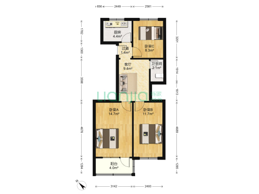 登州路 3室1厅1卫 74平方