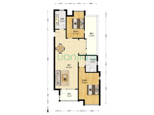 万科水晶城维漫园 2室1厅1卫 104平方
