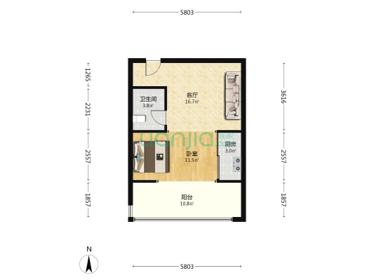 尚品名都二期 1室1厅1卫 65平方