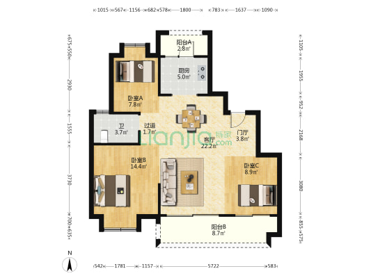 瑞富公园壹号 3室1厅1卫 99平方