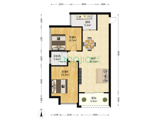 大嘉汇•东城 2室1厅1卫 83平方