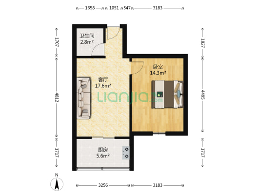 吉化住宅 1室1厅1卫 49平方
