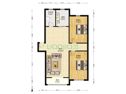 容和景苑 2室1厅1卫 110平方