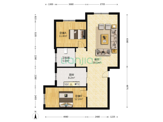 范阳路 北新家园低楼层 集体供暖-户型图