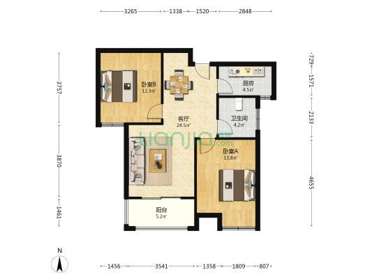 和瑞华府祥泰园 2室1厅1卫 85平方