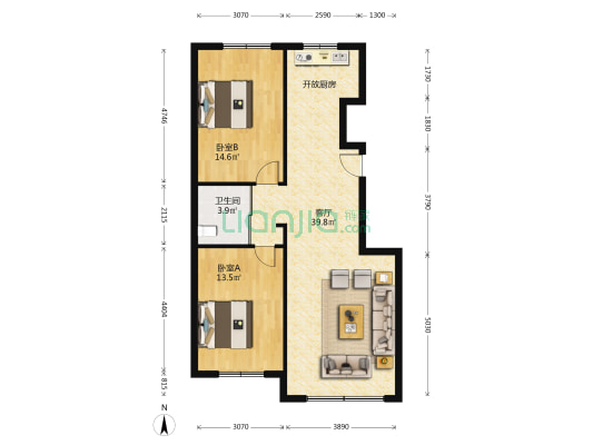 中正御华庭 2室1厅1卫 101平方