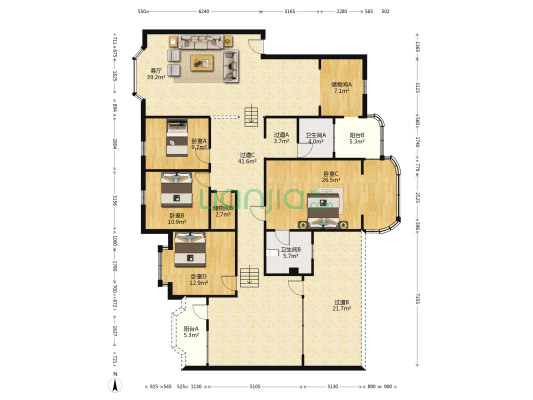 泰山北路二段181附1号 4室1厅2卫 193平方