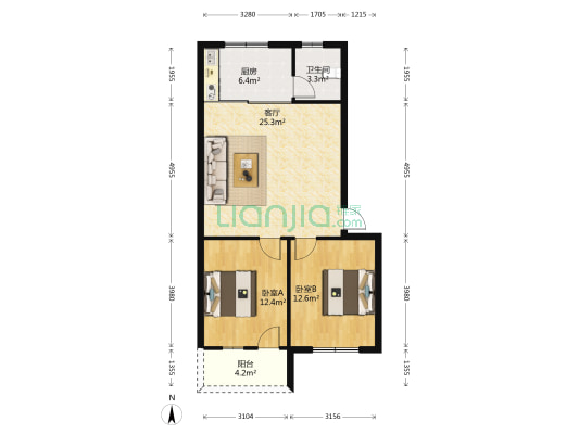 进步里 2室1厅1卫 78平方