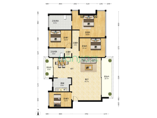 华发广场横琴府（19地块） 4室1厅2卫 147平方