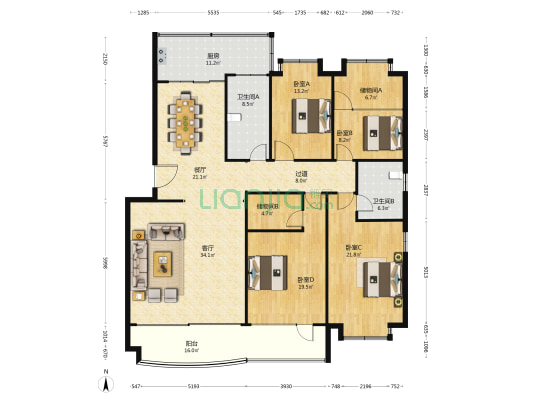 燕子山庄 4室2厅2卫 201平方