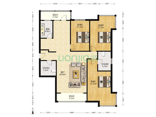 此房为毛坯房.楼层好.采光好.前后无遮挡楼栋位置好-户型图