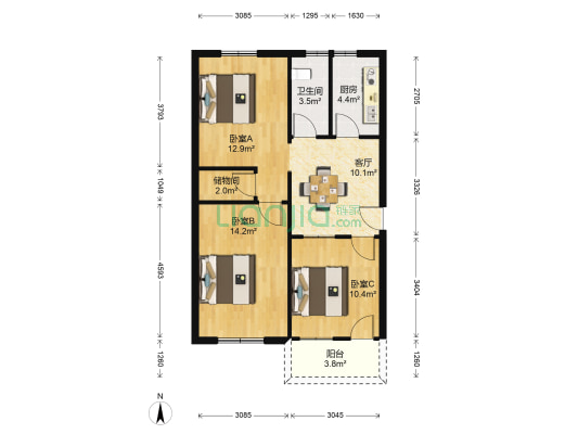 淮河路农垦厅恢复楼 3室1厅1卫 80平方