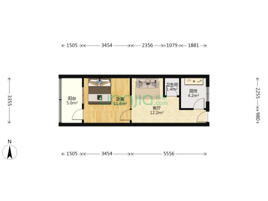 明湖小区东区三区 1室1厅1卫 42平方