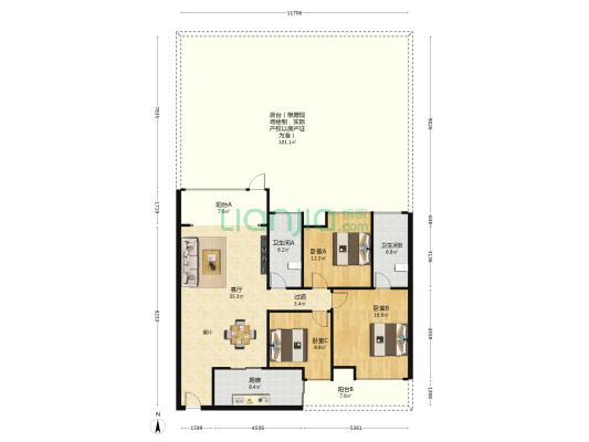 丽雅苑 3室1厅2卫 122平方