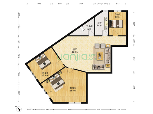纯洁里 3室1厅1卫 139平方