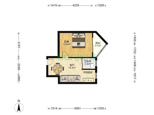 永定巷 1室1厅1卫 40平方