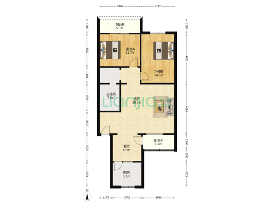 和宁苑 2室2厅1卫 104平方