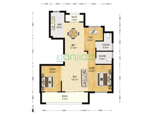 时代尚府 3室2厅2卫 120平方