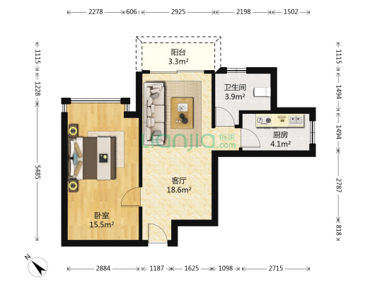 尚品华庭 1室1厅1卫 64平方