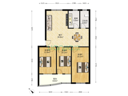 解放路百货站家属院 3室1厅1卫 102平方