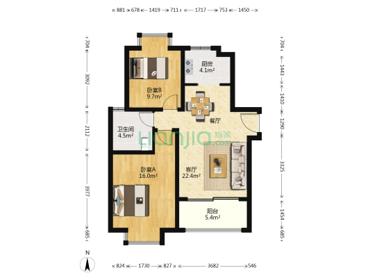 和泽佳苑 2室1厅1卫 86平方