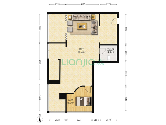 金城名苑 1室1厅1卫 123平方