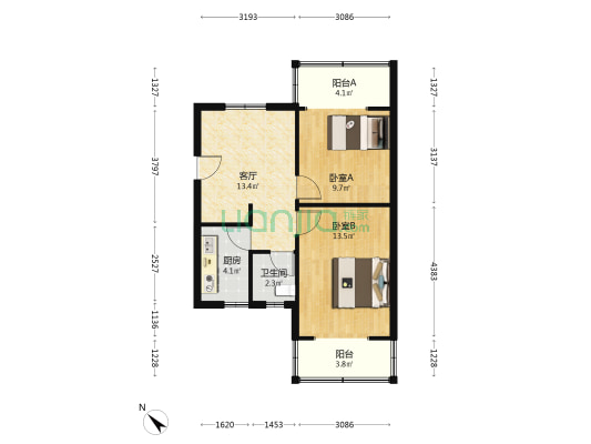大同村 2室1厅1卫 62平方