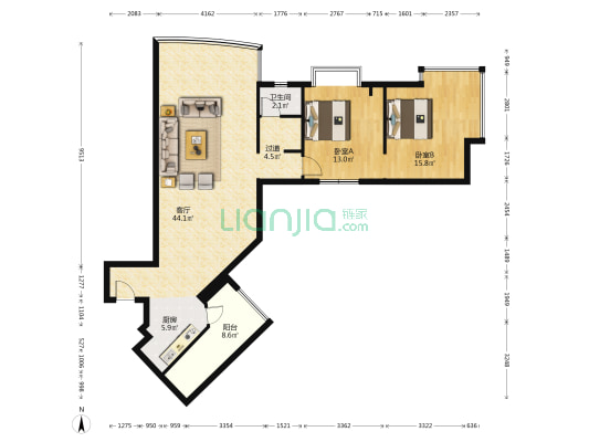 高科大厦 2室1厅1卫 128平方