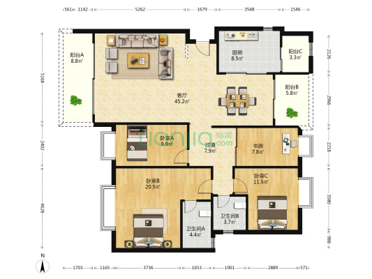 鸣翠谷 4室1厅2卫 160平方
