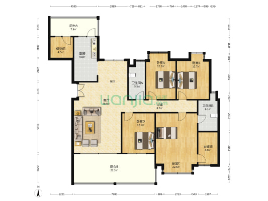 天府欣苑西区 4室1厅2卫 188平方