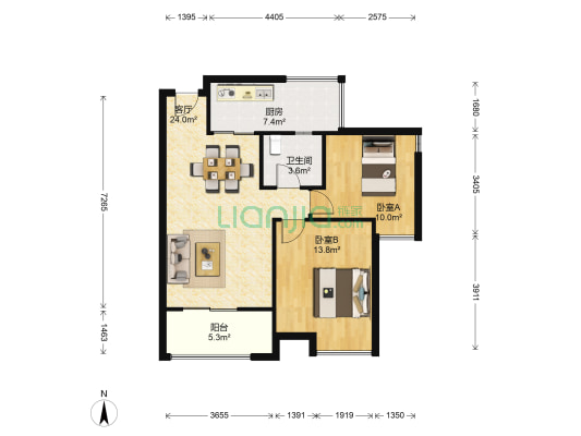 百年康苑 2室1厅1卫 76平方