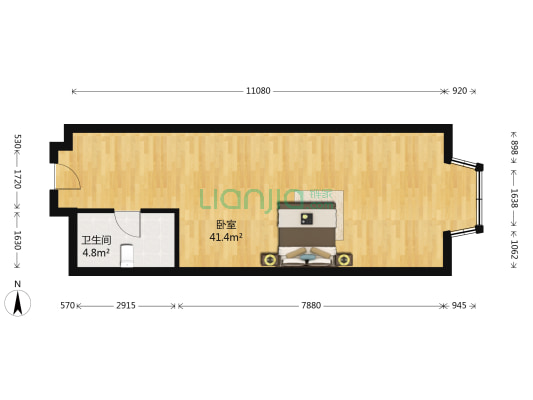 金园大厦 1室0厅1卫 68平方