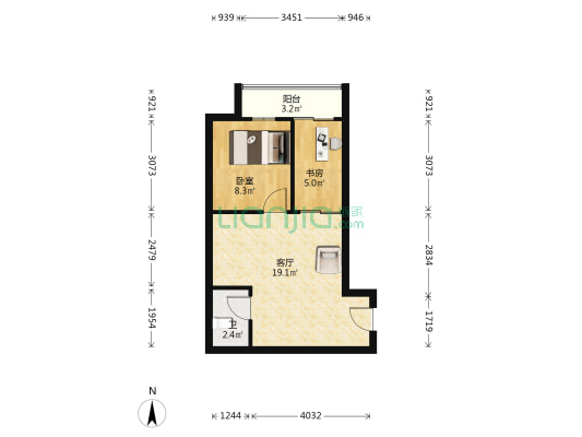 名流尚都 2室1厅1卫 59平方
