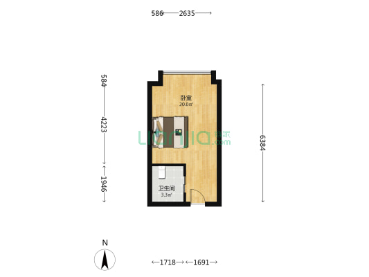 首南大酒店 1室0厅1卫 4平方