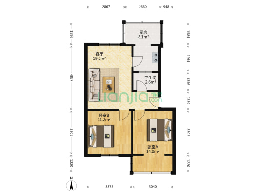 兴源里 2室1厅1卫 72平方