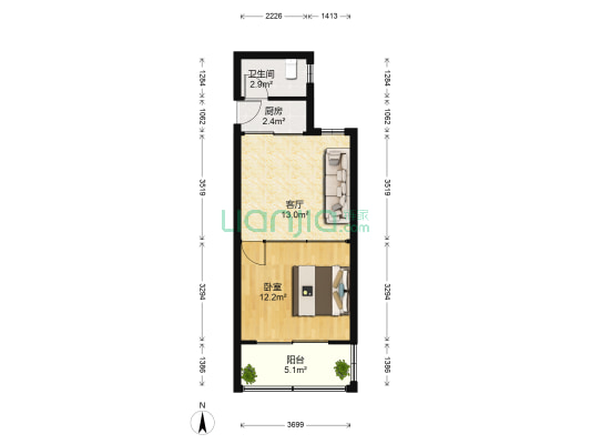 碧雅苑 1室1厅1卫 44平方