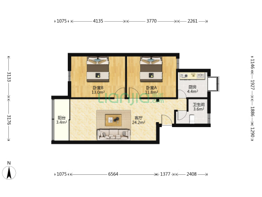 江汉二路148号 2室1厅1卫 71平方