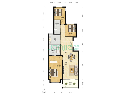 新湖明珠城四期 3室1厅2卫 146平方