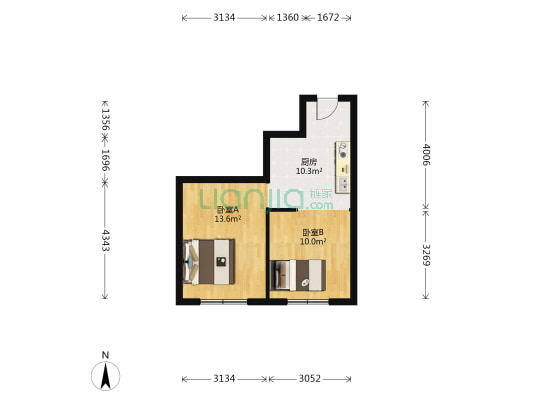 西安路（和平广场商圈） 2室0厅0卫 48平方