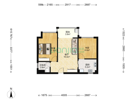 永茂荔枝花园 2室1厅1卫 51平方