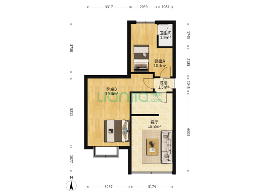南方电网宿舍 2室1厅1卫 70平方