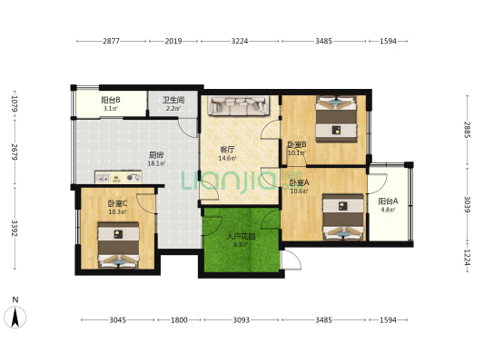兴关路60号 3室1厅1卫 89平方