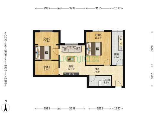 省计算机家属院 3室1厅1卫 73平方