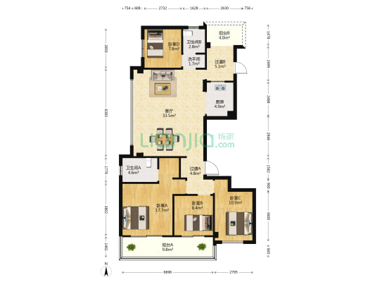 德信旭辉御宸府 4室1厅3卫 139平方