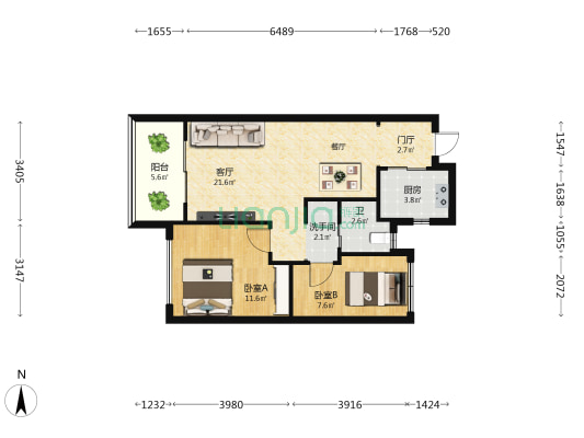 雅居乐金沙湾二期 2室1厅2卫 79平方