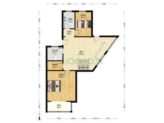 明光路68号 2室1厅1卫 76平方